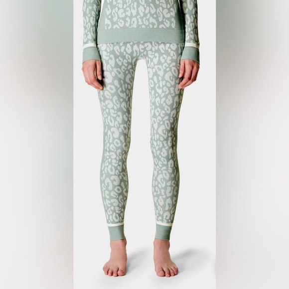 NWT Sweaty Betty Blue Leopard Paint Jacquard Base Layer Leggings Size Small Ski - Picture 3 of 15